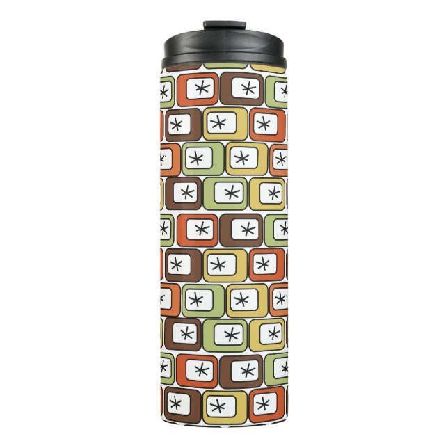 Retro Rectangles with Starbursts  Thermal Tumbler (Front)