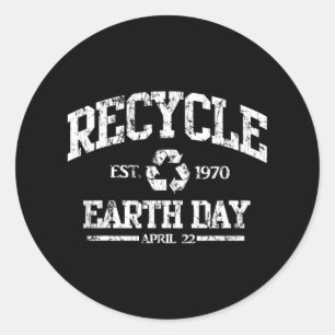 Retro Recycle Earth Day 1970 Environmental Green G Classic Round Sticker