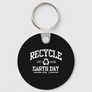 Retro Recycle Earth Day 1970 Environmental Green G Key Ring