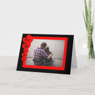 Retro Red and Black Valentine Custom Photo Frame Holiday Card
