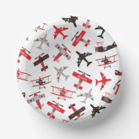 Retro Red and Black WWII Military Aeroplane Patter
