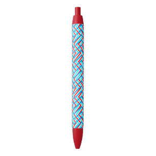 Retro red and blue graphic print black ink pen