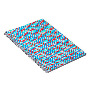 Retro red and blue graphic print notebook