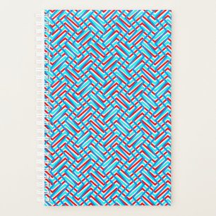 Retro red and blue graphic print planner