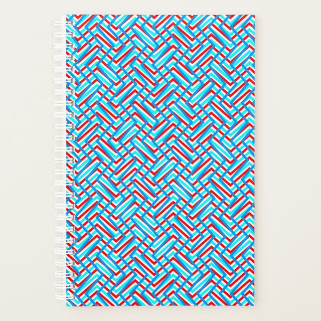 Retro red and blue graphic print planner (Front)