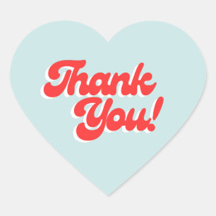 Retro Red and Blue Heart Thank You Sticker