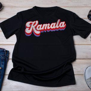 Retro Red and Blue Kamala 3D Text T-Shirt