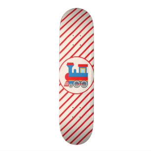 Retro Red and Blue Train Skateboard