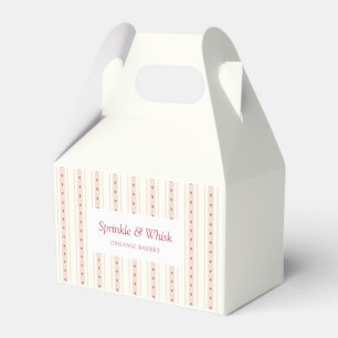 Retro Red And Cream Heart Stripes Bakery Favour Box