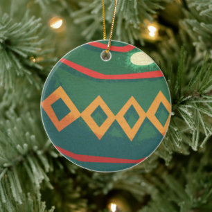 Retro Red and Green Christmas Ornaments