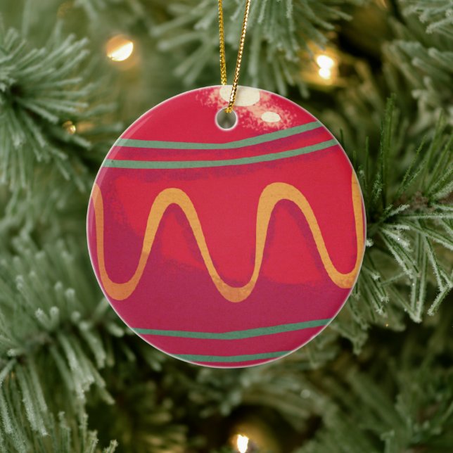 Retro Red and Green Christmas Ornaments (Tree)