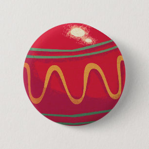 Retro Red and Green Christmas Ornaments 6 Cm Round Badge