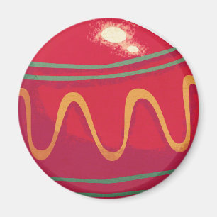 Retro Red and Green Christmas Ornaments Magnet