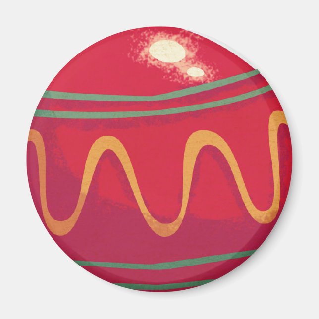 Retro Red and Green Christmas Ornaments Magnet (Front)