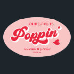 Retro Red and Pink Popcorn Wedding Favour  Oval Sticker<br><div class="desc">Perfect for adding a touch of flair to your special day! These unique wedding favours are ideal for a kitsch wedding, groovy wedding, or funky wedding. Perfect for an eclectic wedding or retro wedding with themes like retro Vegas wedding, disco wedding, or disco ball wedding theme. With a blend of...</div>