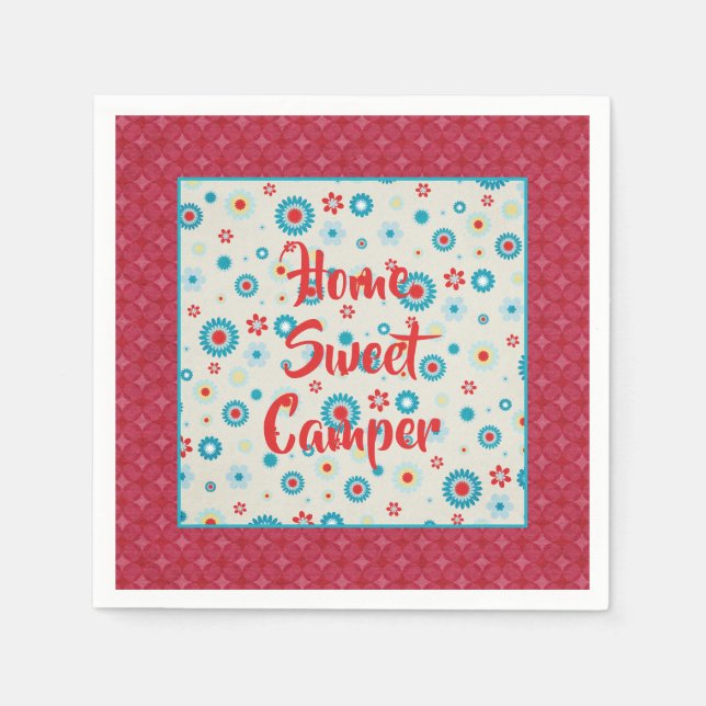 Retro Red and Teal Camper Napkin (Front)