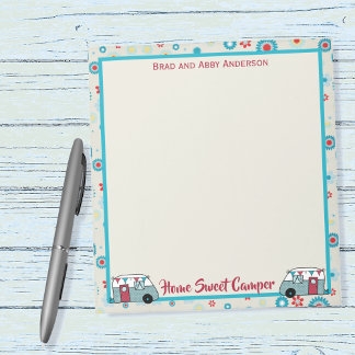 Retro Red and Teal Camper Notepad