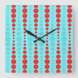 Retro Red and Turquoise Dots Acrylic Wall Clock