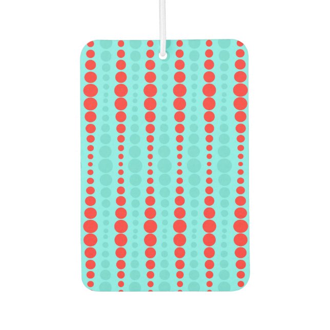Retro Red and Turquoise Dots Air Freshener (Front)