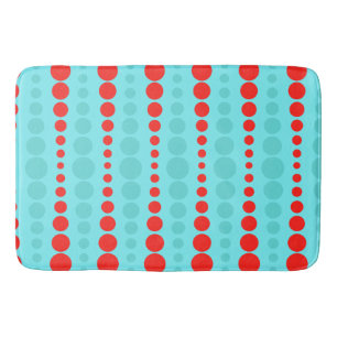 Retro Red and Turquoise Dots Bath Mat