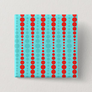 Retro Red and Turquoise Dots Button