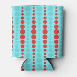 Retro Red and Turquoise Dots Can Cooler