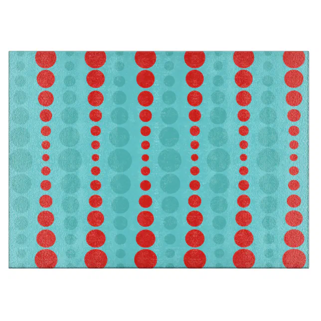 Retro Red And Turquoise Dots Cutting Board 