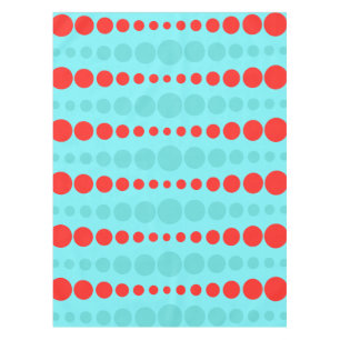Retro Red and Turquoise Dots Tablecloth