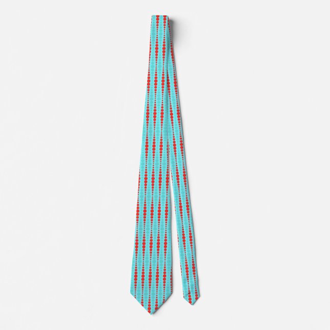Retro Red and Turquoise Dots Tie (Front)
