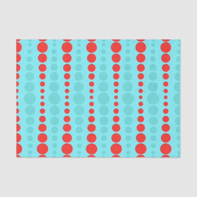 Retro Red and Turquoise Dots Tissue Paper (Front)