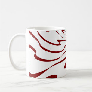 Retro Red and White Waves Abstract Art 3 Coffee Mug