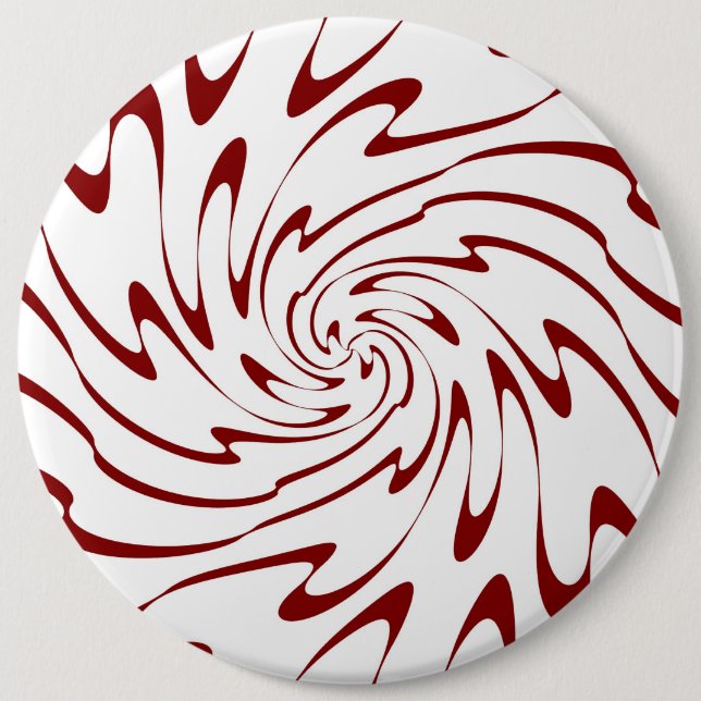 Retro Red and White Waves Abstract Art 6 Cm Round Badge (Front)