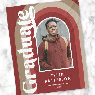 Retro Red Arch Photo 2025 Graduation Fleece Blanket