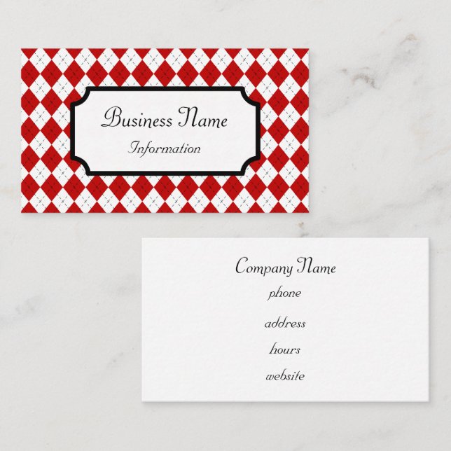 Retro Red Argyle Business Card (Front/Back)