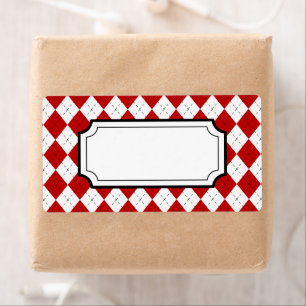 Retro Red Argyle Print Labels