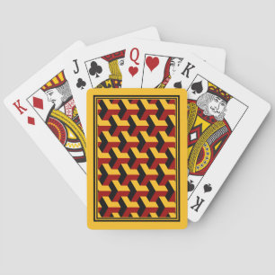 Retro Red Black Barcelona Geometric Block Pattern Playing Cards