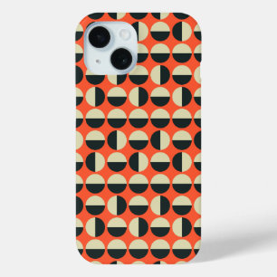 Retro Red Black Beige Dot Sixties Pattern iPhone 15 Case