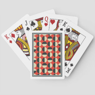 Retro Red Black Beige Dot Sixties Pattern Playing Cards