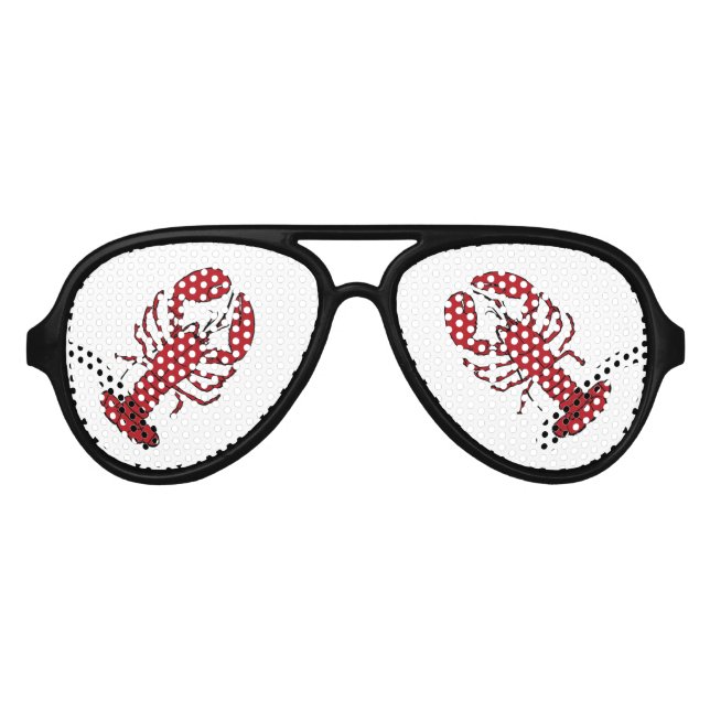 Retro red black lobster rockabilly sunglasses (Front)