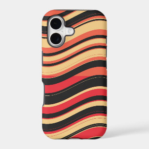 Retro Red Black Pink Wavy Stripes Pattern