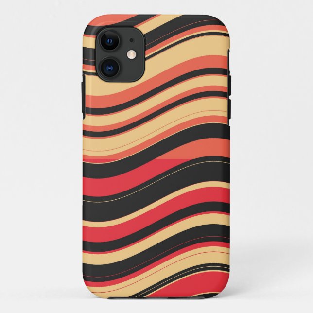 Retro Red Black Pink Wavy Stripes Pattern Case-Mate iPhone Case (Back)