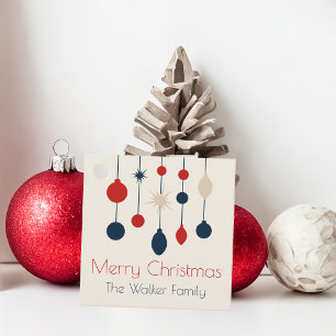 Retro Red Blue Ornaments Christmas Party Favour Tags