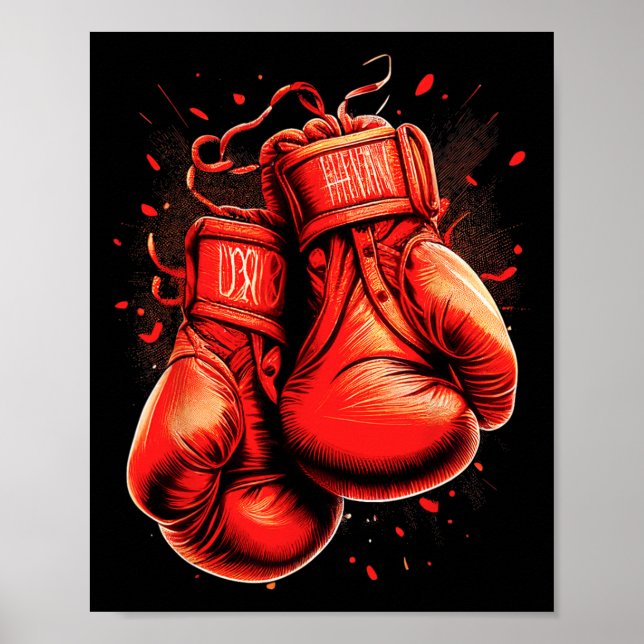 Retro Red Boxing Gloves Vintage Boxer  Poster (Front)