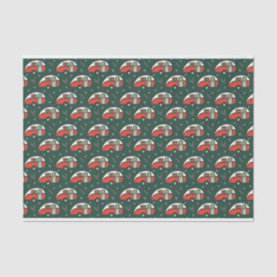 Retro Red Camper Christmas Camping Tissue Paper