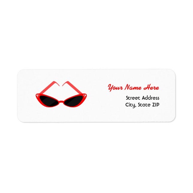 Retro Red Cat Eye Sunglasses Return Address Label (Front)