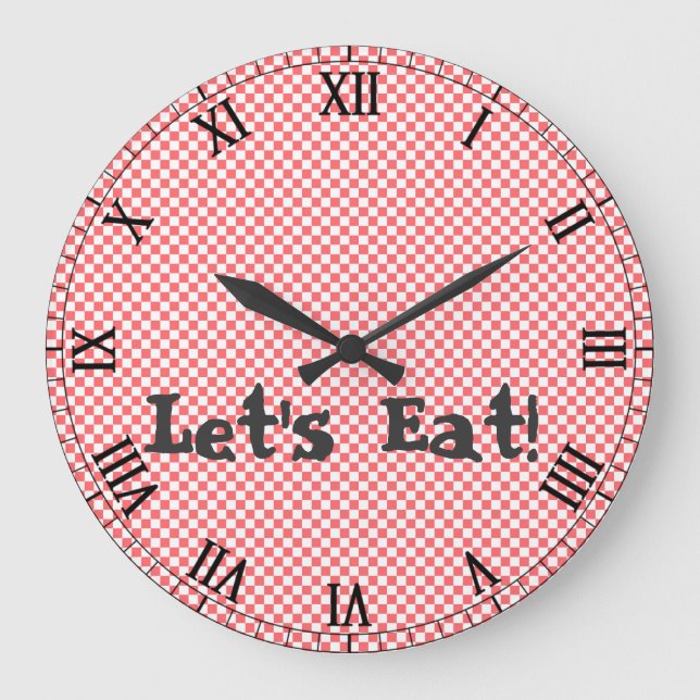 Retro Red Chequered Wall Clock (Front)