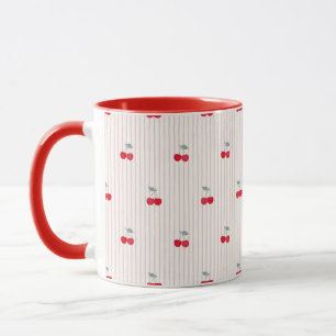 Retro Red Cherry Pattern Sweetheart Glaze Mug