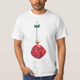 Retro Red Christmas Ornament With a Green Bow T-Shirt
