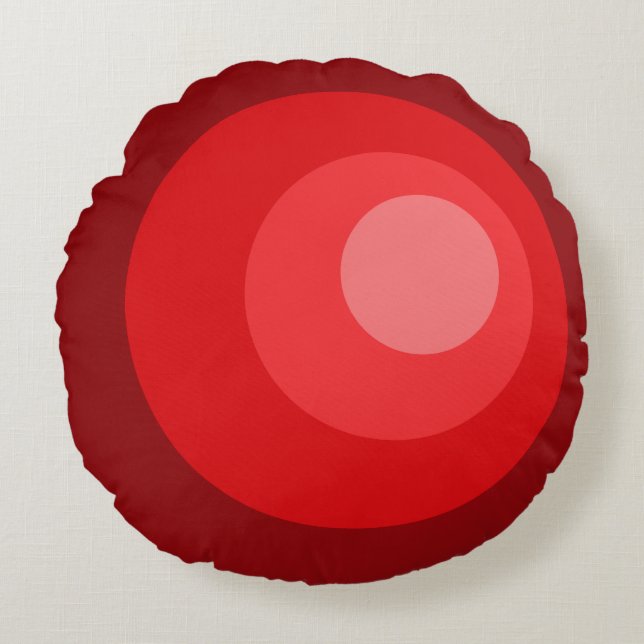Retro Red Circles Round Cushion (Front)