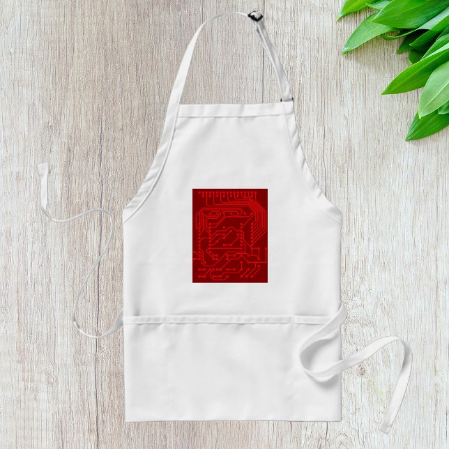 Retro Red Circuit Board Tech Pattern Standard Apron (Creator Uploaded)